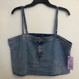 NWT Wild Fable Denim Cropped Top Women's Light Wash Blue - XL
